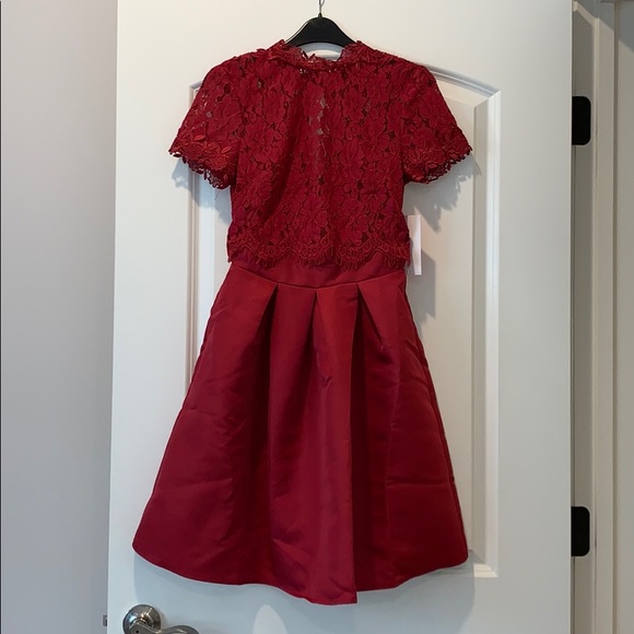 Little Mistress red dress with lace top, Sz SP - Picture 2 of 9